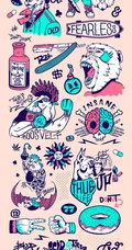 创意朋克风小图标平铺手机桌面壁纸