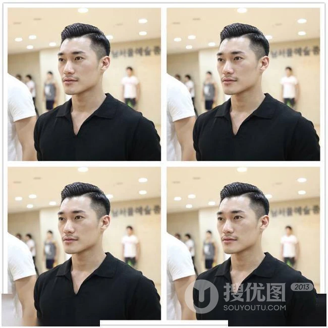 四宫格展现的发型设计与脸型搭配图片，16种帅气好看的男士发型图片参考 第1张