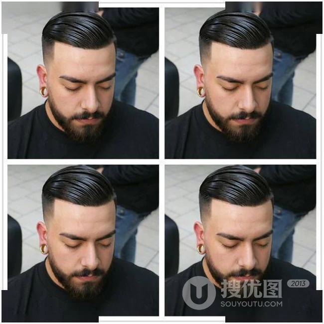 四宫格展现的发型设计与脸型搭配图片，16种帅气好看的男士发型图片参考 第7张