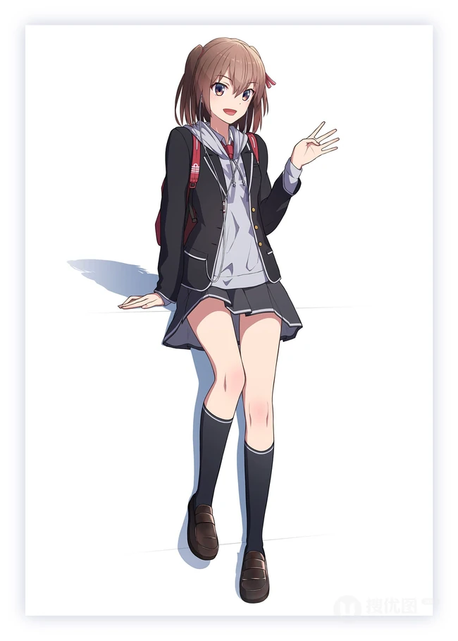 穿乐福鞋的少女，二次元里穿乐福鞋，袜装的动漫女生精选高清图片