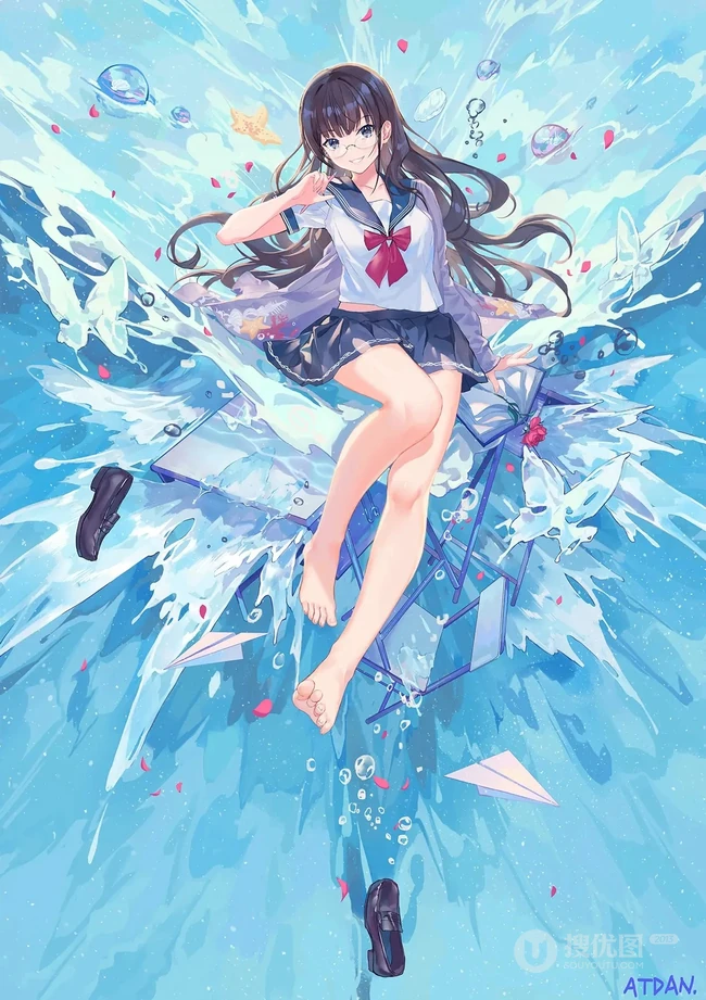 穿乐福鞋的少女，二次元里穿乐福鞋，袜装的动漫女生精选高清图片