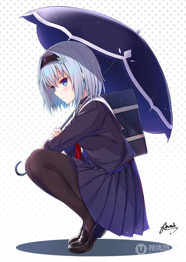 穿乐福鞋的少女，二次元里穿乐福鞋，袜装的动漫女生精选高清图片