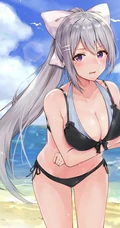 热浪滚滚，来体验下活力十足的二次泳装动漫少女海边插画美图吧