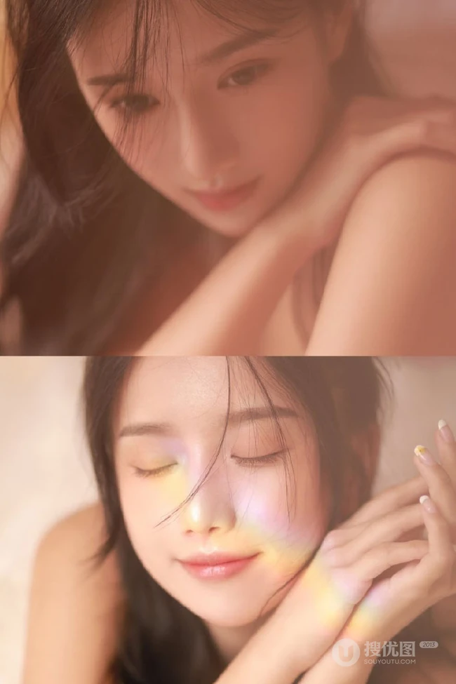 脸上画着彩妆的漂亮女生优优轻纱白裙优美摄影艺术写真图片