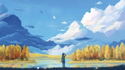 油画风格逼真唯美的大自然场景画作桌面壁纸