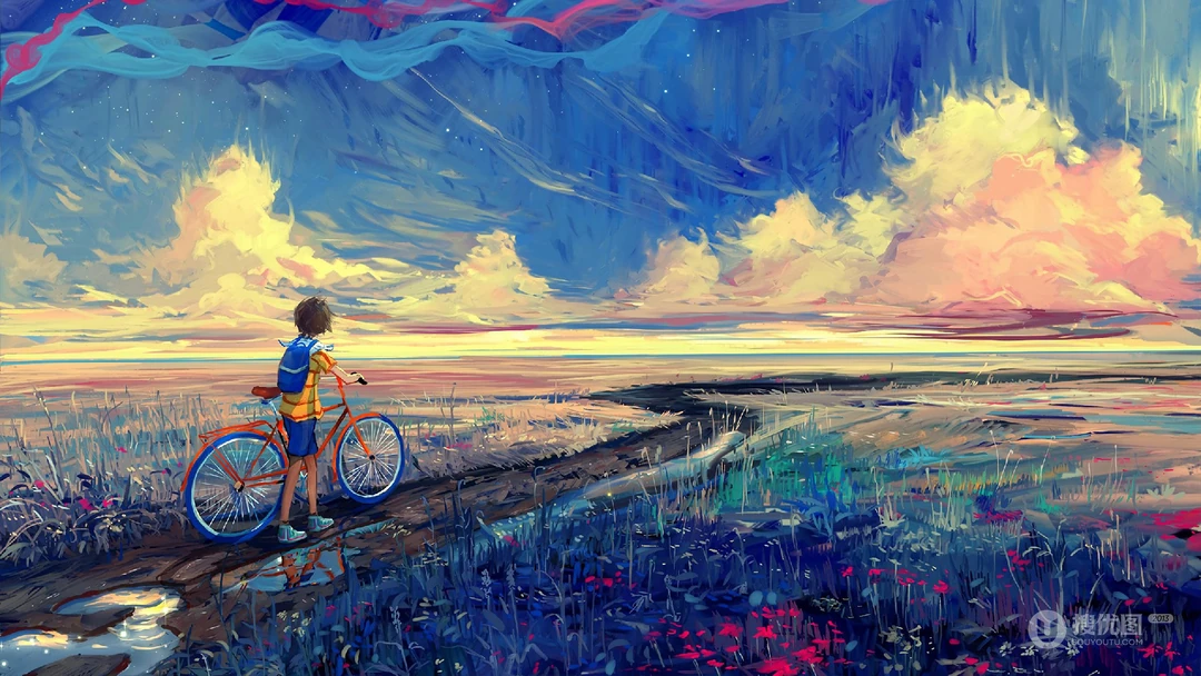 油画风格逼真唯美的大自然场景画作桌面壁纸