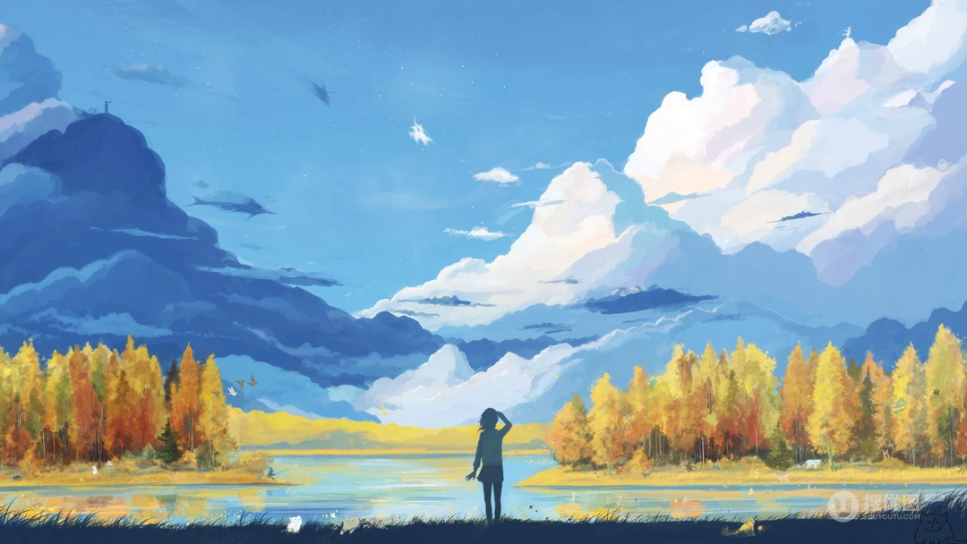 油画风格逼真唯美的大自然场景画作桌面壁纸