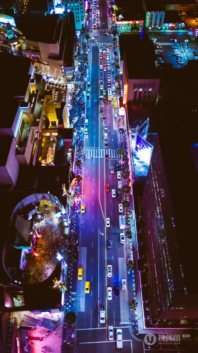 城市建筑夜景航拍高清手机壁纸