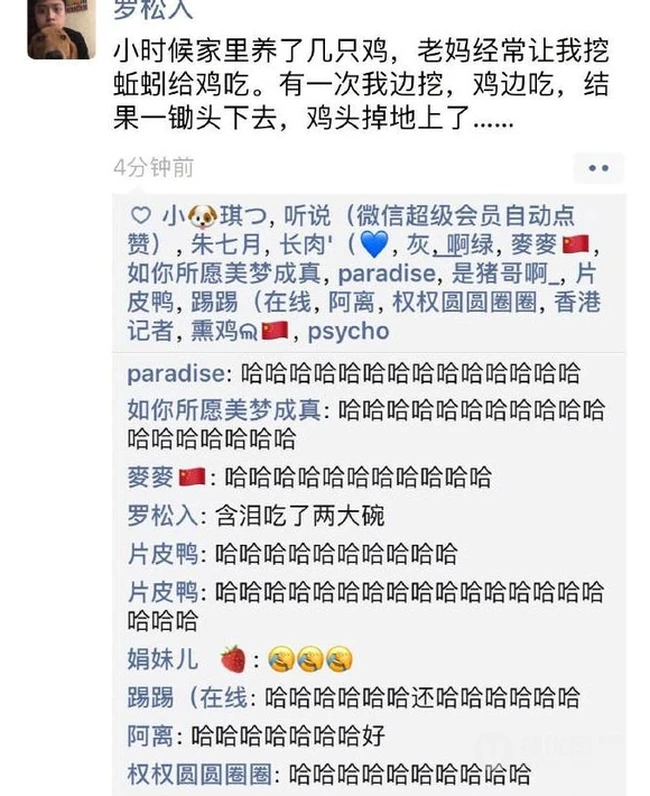 这鸡也是吃货，搞笑微信朋友圈截图