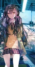 来来往往不停歇，列车抵达或出发月台上的二次元动漫学生制服少女图集