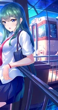 来来往往不停歇，列车抵达或出发月台上的二次元动漫学生制服少女图集