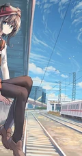 来来往往不停歇，列车抵达或出发月台上的二次元动漫学生制服少女图集