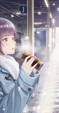 来来往往不停歇，列车抵达或出发月台上的二次元动漫学生制服少女图集