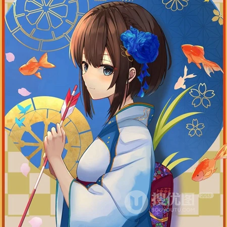 动漫女生头像，甜甜的二次元少女和金鱼的唯女生生头像图片