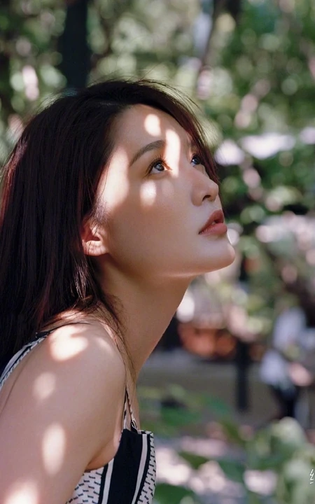 李沁微博晒清新森系户外美照，发文称想念那日庭院的阳光