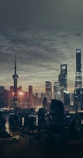 冲向天际的城市高楼建筑唯美手机壁纸
