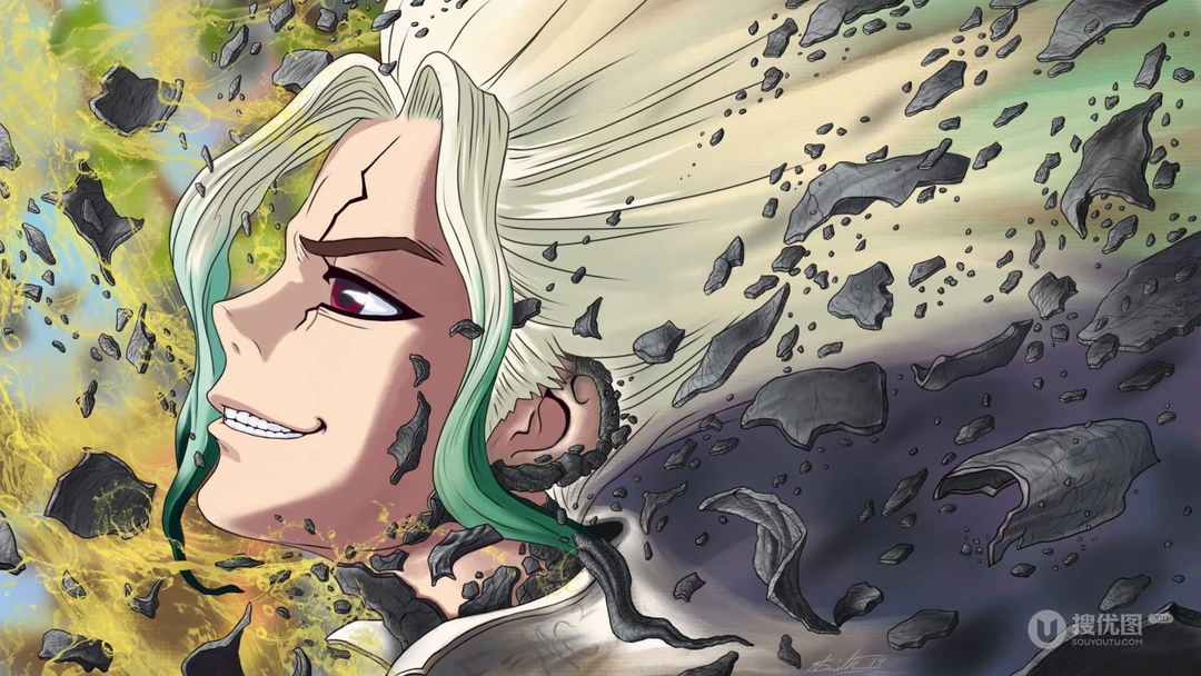 动漫&ldquo;石纪元（Dr.STONE）&rdquo;角色插画壁纸，发型好别致啊