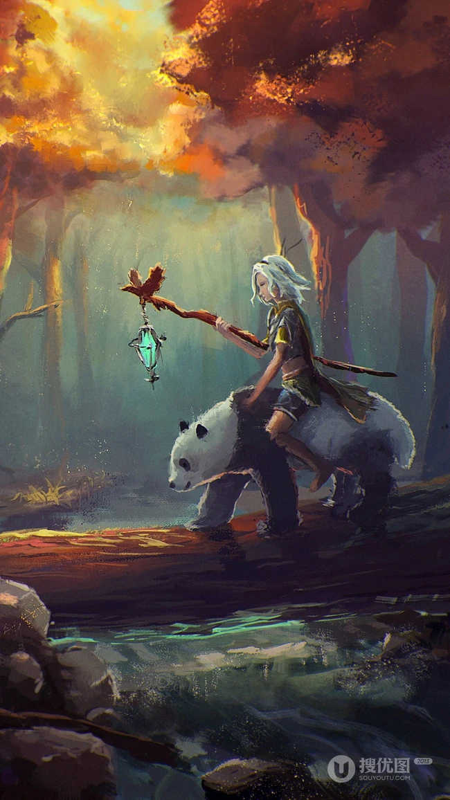 油画风非常有创意的森林魔幻风手机壁纸图片