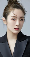 张可盈气质黑色西服，加透明纱裙冷艳写真图片