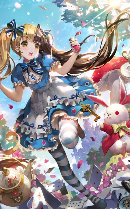 爱丽丝梦游仙境可爱少女人物萌图，好看的二次女生梦游仙境插画图集