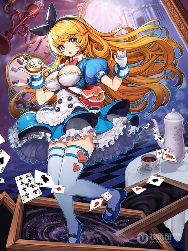 爱丽丝梦游仙境可爱少女人物萌图，好看的二次女生梦游仙境插画图集