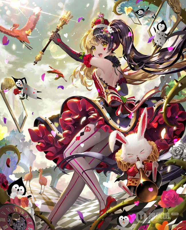 爱丽丝梦游仙境可爱少女人物萌图，好看的二次女生梦游仙境插画图集