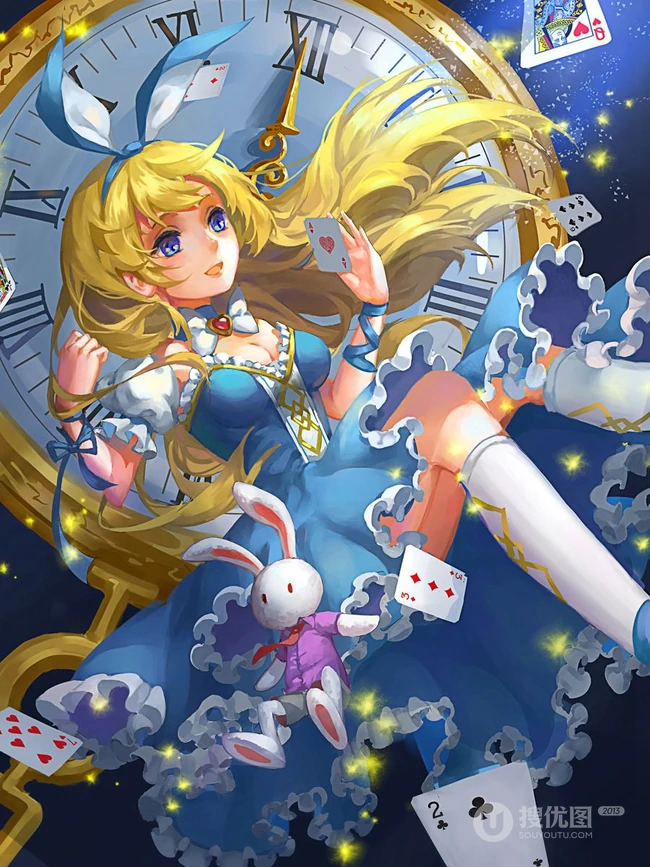 爱丽丝梦游仙境可爱少女人物萌图，好看的二次女生梦游仙境插画图集