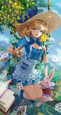 爱丽丝梦游仙境可爱少女人物萌图，好看的二次女生梦游仙境插画图集
