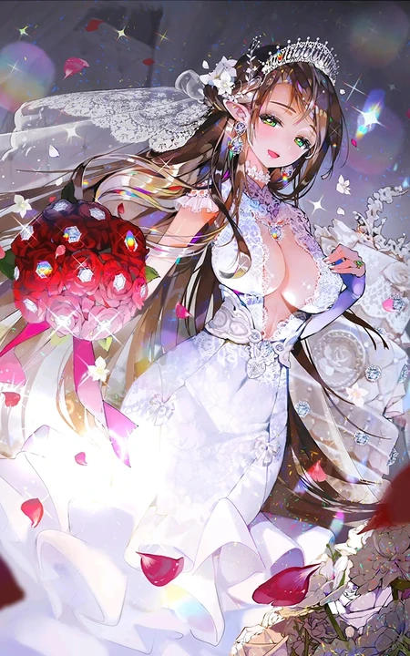 花般美丽，新娘装，礼裙裙，超气质二次元黑与白新娘装动漫女生图片