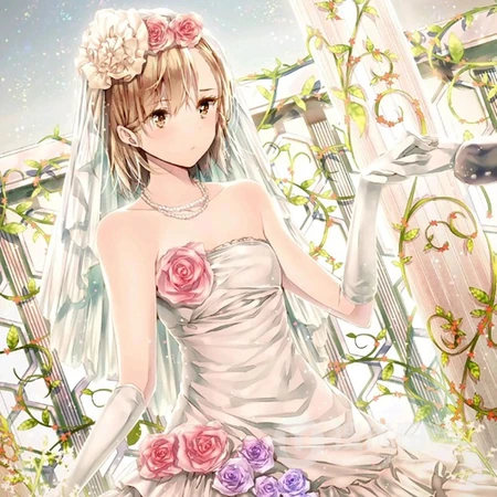 做一个漂漂亮亮的新娘，穿婚纱的气质二次元动漫女生头像图片