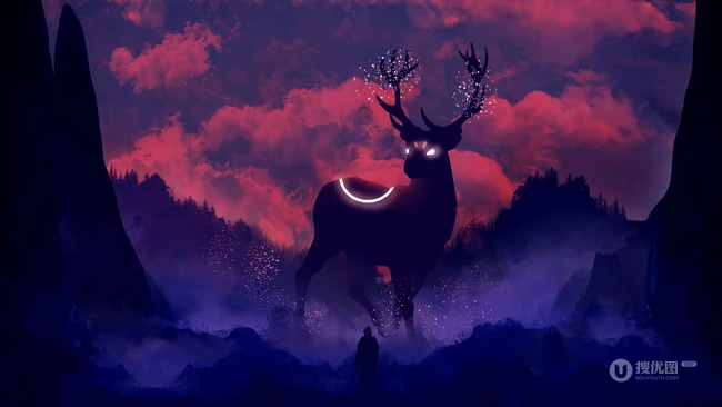 创意二次元插画美图，奇幻，梦幻相结合的创意艺术风手绘插画大图