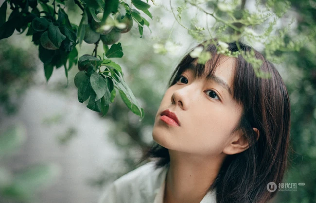 年轻女演员庄达菲短发发型清爽户外滤镜色写真图片