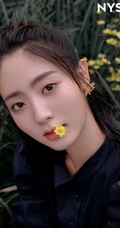 邢菲口衔雏菊享受户外清新唯美写真图片