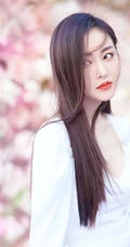 张天爱仙气飘飘V领白裙花海花墙钱超美写真图片