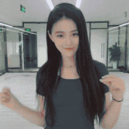 尬舞一段，漂亮苗条的长发女生尬舞gif图片
