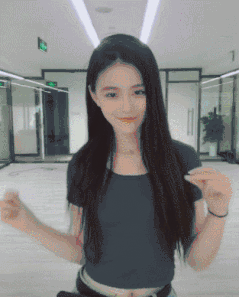 尬舞一段，漂亮苗条的长发女生尬舞gif图片