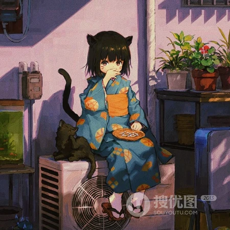 娇小可爱动漫和服装小女孩，猫女孩人物超萌头像图片