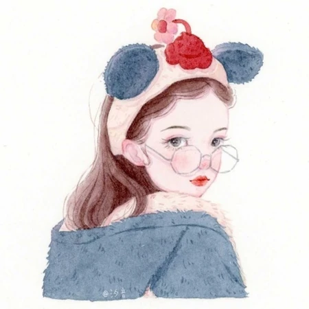 有没有和图中女孩长得像的？粉嘟嘟可爱圆脸纯手绘时尚少女插画头像图片