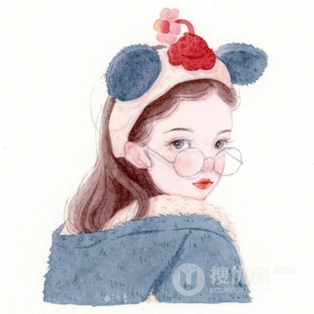 有没有和图中女孩长得像的？粉嘟嘟可爱圆脸纯手绘时尚少女插画头像图片