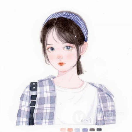 有没有和图中女孩长得像的？粉嘟嘟可爱圆脸纯手绘时尚少女插画头像图片