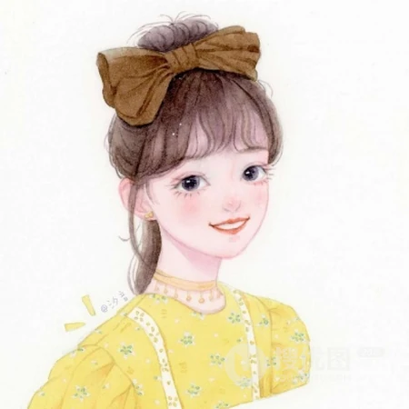 有没有和图中女孩长得像的？粉嘟嘟可爱圆脸纯手绘时尚少女插画头像图片