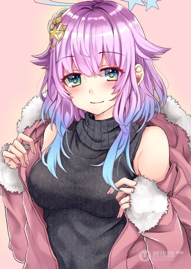 高领衣二次元女生的魅力，绝美气质高领衣系列动漫女生高清插画图集