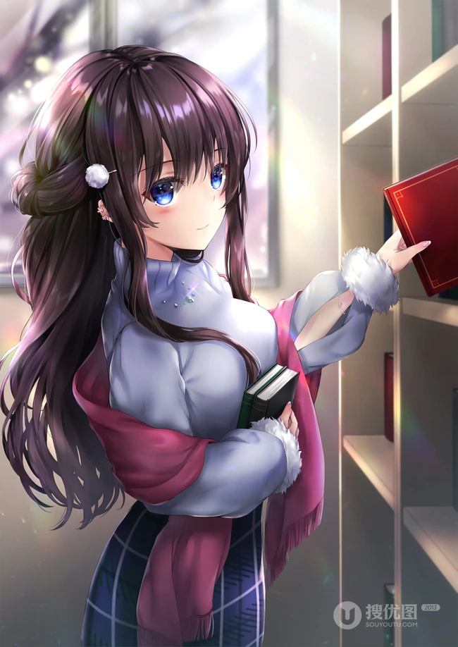 高领衣二次元女生的魅力，绝美气质高领衣系列动漫女生高清插画图集