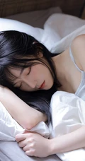 齐刘海长发发型大眼睛女生灰色肩带背心热裤居家室内写真图片
