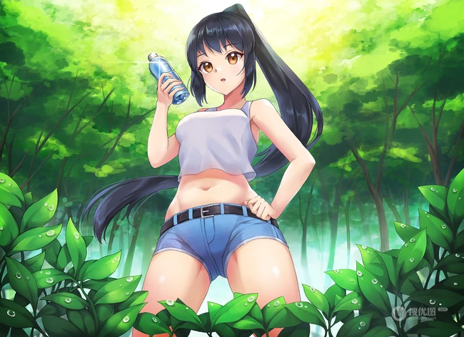 短款装气质二次元动漫女生超好看的肚脐纤细线条线条感高清插画图集