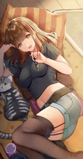 短款装气质二次元动漫女生超好看的肚脐纤细线条线条感高清插画图集