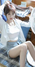 小巧玲珑的可爱邻家少女白色小背心牛仔短裤气质夏日写真图集