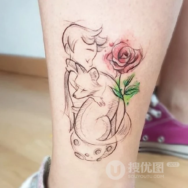 女生各部位的可爱卡通人物纹身小图案，彩色的卡通小纹身图案作品欣赏 第4张