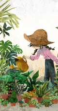 夏天，绿色，小清新，小女孩插画素材，清新夏日人物主题系列插画图集