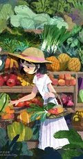 夏天，绿色，小清新，小女孩插画素材，清新夏日人物主题系列插画图集